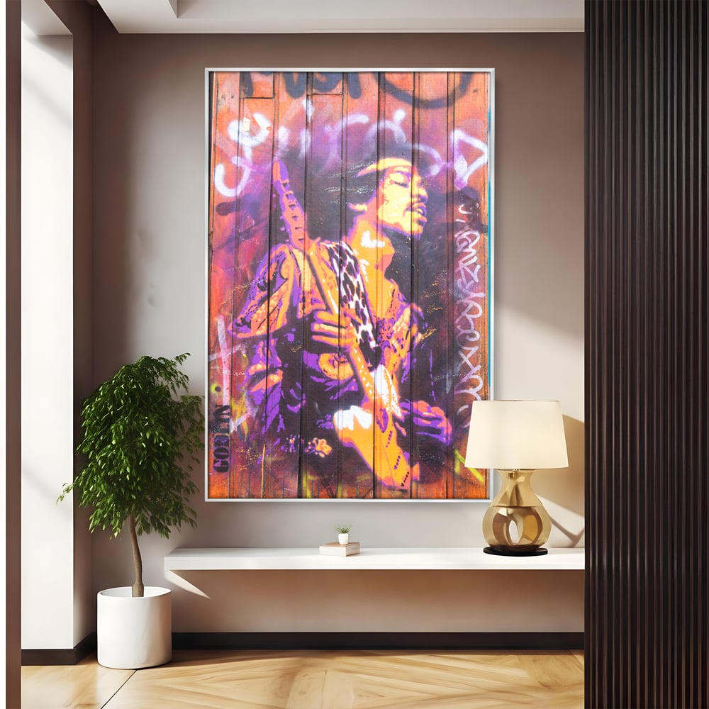 Tablou Canvas Premium, LuxCanva® C1065, Jimi Hendrix, Artist, Chitara, Muzician, Living Room, Office, Relaxare, Culori Vibrante