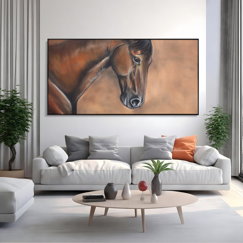 Tablou Canvas Premium LuxCanva® C1067, Portretul Unui Cal Pur Sange , Portret, Cal, Living Room, Office, Relaxare, Culori Vibrante