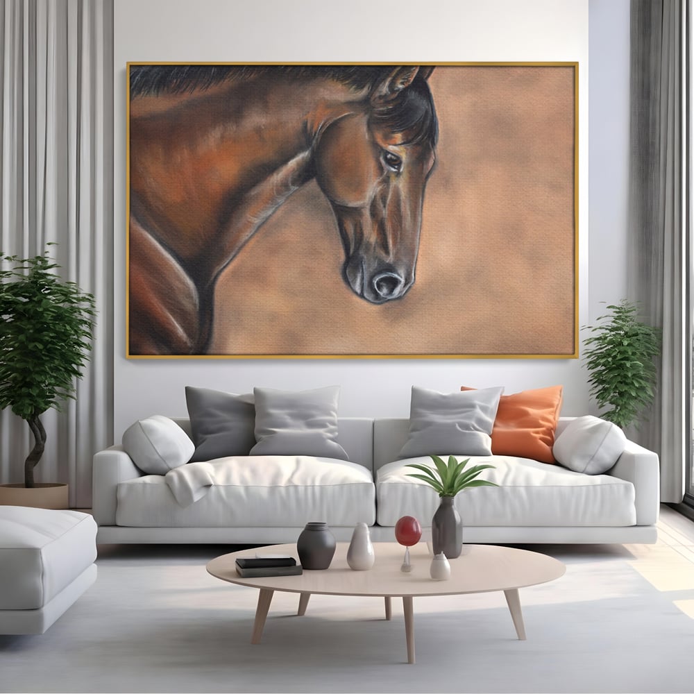 Tablou Canvas Premium LuxCanva® C1067, Portretul Unui Cal Pur Sange , Portret, Cal, Living Room, Office, Relaxare, Culori Vibrante
