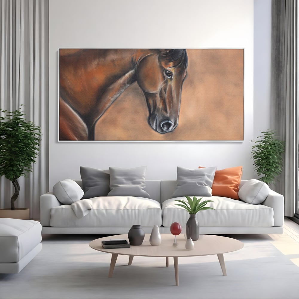Tablou Canvas Premium LuxCanva® C1067, Portretul Unui Cal Pur Sange , Portret, Cal, Living Room, Office, Relaxare, Culori Vibrante
