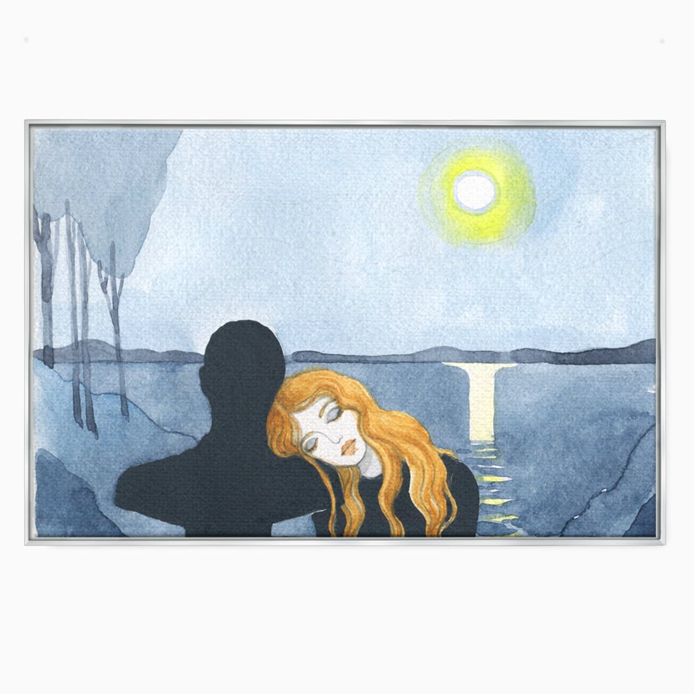 Leinwandbilder Premium LuxCanva® C1068, Liebespaar, Sonnenuntergang, See, Liebespaar, Wohnzimmer, Schlafzimmer, entspannend, kräftige Farben