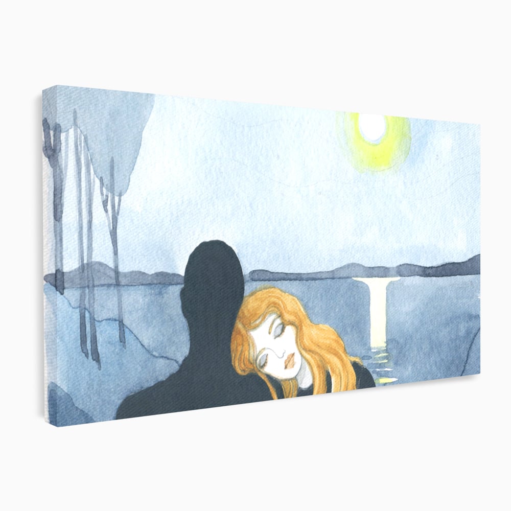 Leinwandbilder Premium LuxCanva® C1068, Liebespaar, Sonnenuntergang, See, Liebespaar, Wohnzimmer, Schlafzimmer, entspannend, kräftige Farben