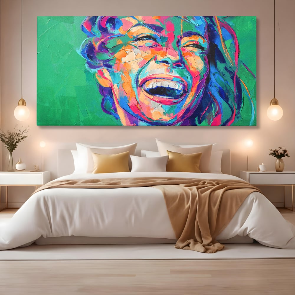 Tablou Canvas Premium LuxCanva® C1069, Zambet De Fericire , Fata, Zambet, Bucurie, Living Room, Bedroom, Relaxare, Culori Vibrante