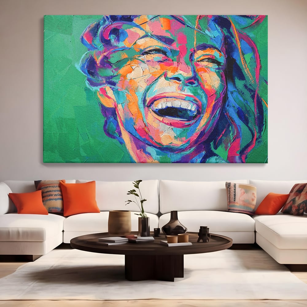 Tablou Canvas Premium LuxCanva® C1069, Zambet De Fericire , Fata, Zambet, Bucurie, Living Room, Bedroom, Relaxare, Culori Vibrante