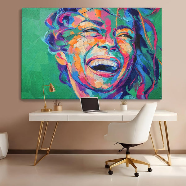 Tablou Canvas Premium LuxCanva® C1069, Zambet De Fericire , Fata, Zambet, Bucurie, Living Room, Bedroom, Relaxare, Culori Vibrante