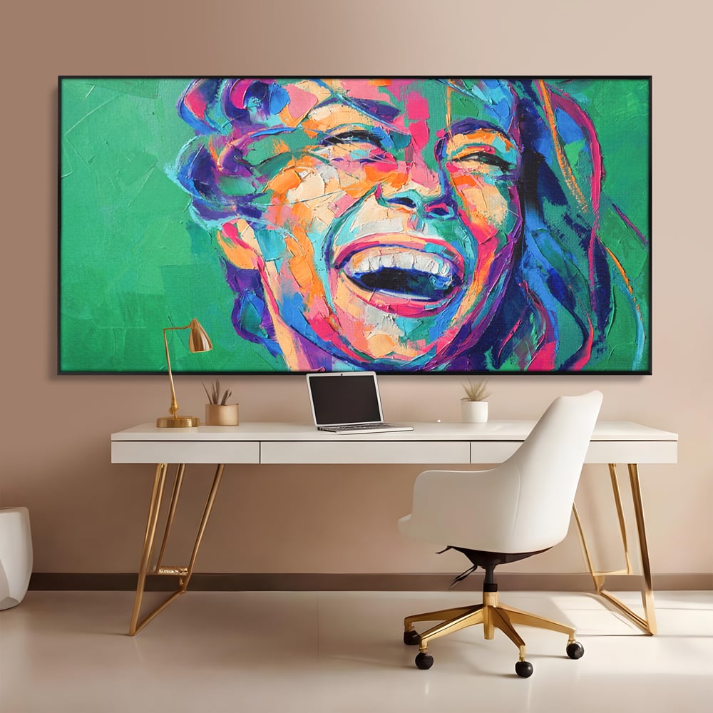 Tablou Canvas Premium LuxCanva® C1069, Zambet De Fericire , Fata, Zambet, Bucurie, Living Room, Bedroom, Relaxare, Culori Vibrante