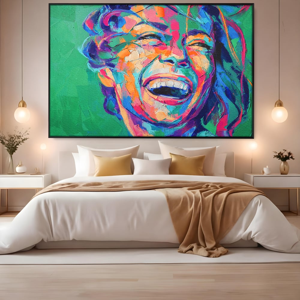 Tablou Canvas Premium LuxCanva® C1069, Zambet De Fericire , Fata, Zambet, Bucurie, Living Room, Bedroom, Relaxare, Culori Vibrante