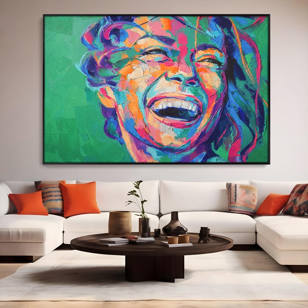 Tablou Canvas Premium LuxCanva® C1069, Zambet De Fericire , Fata, Zambet, Bucurie, Living Room, Bedroom, Relaxare, Culori Vibrante