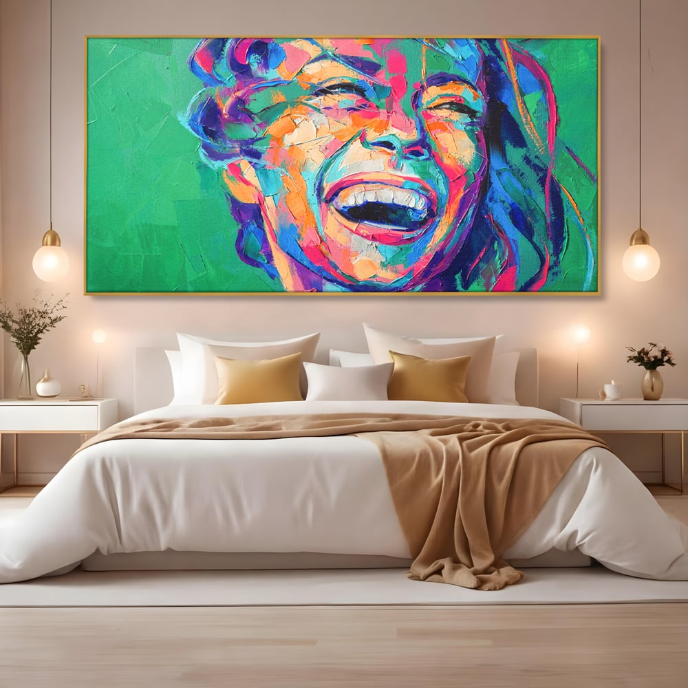 Tablou Canvas Premium LuxCanva® C1069, Zambet De Fericire , Fata, Zambet, Bucurie, Living Room, Bedroom, Relaxare, Culori Vibrante