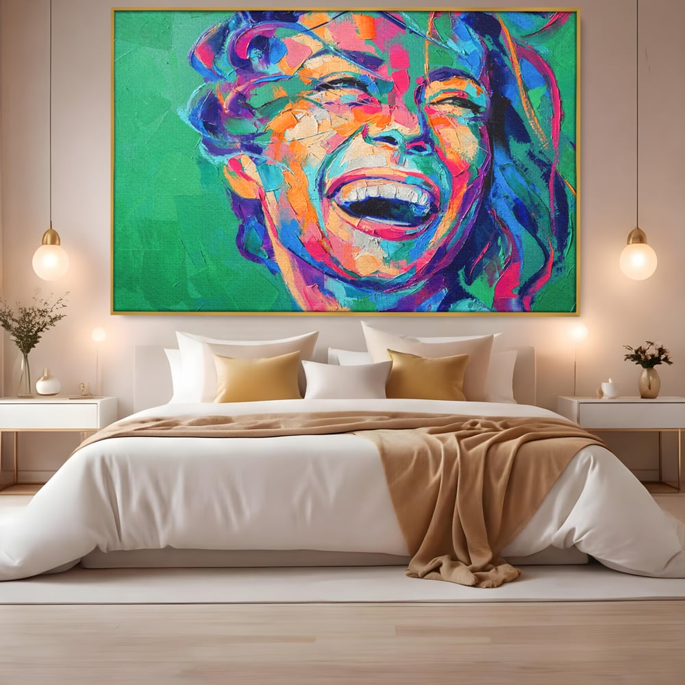 Tablou Canvas Premium LuxCanva® C1069, Zambet De Fericire , Fata, Zambet, Bucurie, Living Room, Bedroom, Relaxare, Culori Vibrante