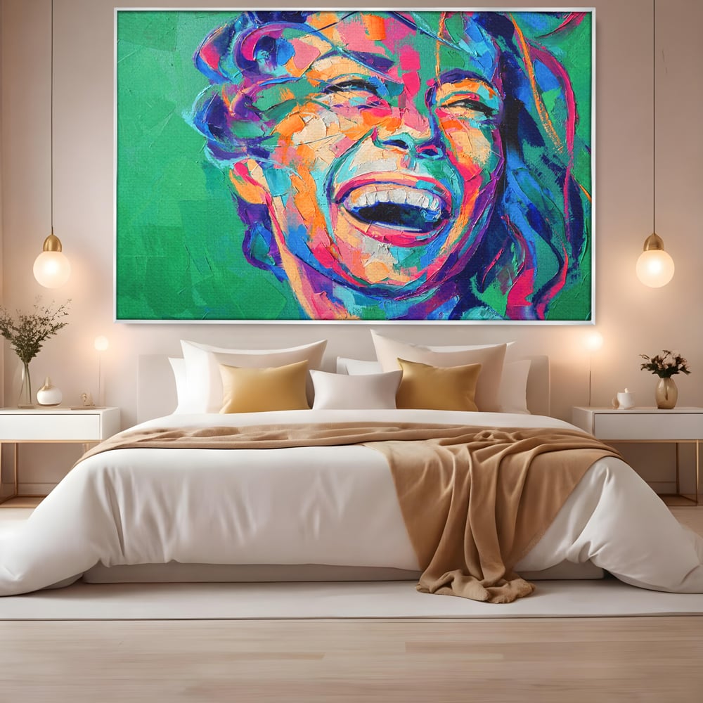 Tablou Canvas Premium LuxCanva® C1069, Zambet De Fericire , Fata, Zambet, Bucurie, Living Room, Bedroom, Relaxare, Culori Vibrante
