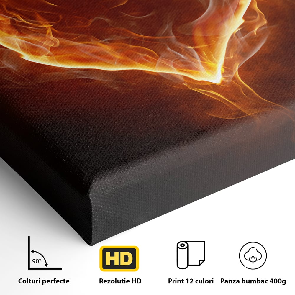 Tablou Canvas Premium LuxCanva® C1073, Flaming Heart ,  Inima, Flacari, Living Room, Bedroom, Relaxare, Culori Vibrante