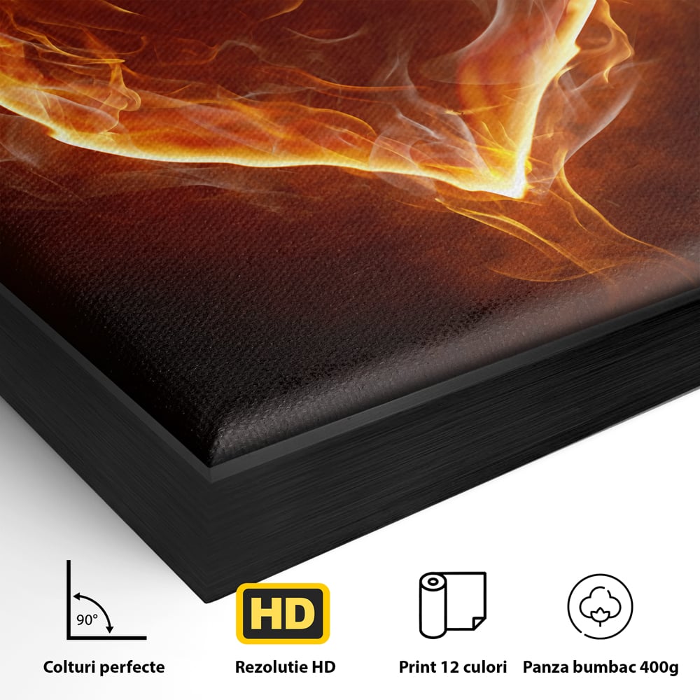 Tablou Canvas Premium LuxCanva® C1073, Flaming Heart ,  Inima, Flacari, Living Room, Bedroom, Relaxare, Culori Vibrante