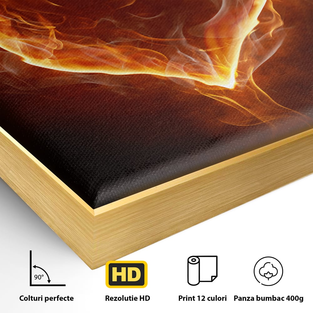 Tablou Canvas Premium LuxCanva® C1073, Flaming Heart ,  Inima, Flacari, Living Room, Bedroom, Relaxare, Culori Vibrante