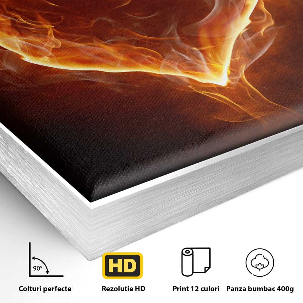 Tablou Canvas Premium LuxCanva® C1073, Flaming Heart ,  Inima, Flacari, Living Room, Bedroom, Relaxare, Culori Vibrante