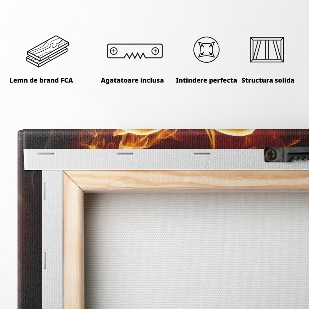 Tablou Canvas Premium LuxCanva® C1073, Flaming Heart ,  Inima, Flacari, Living Room, Bedroom, Relaxare, Culori Vibrante