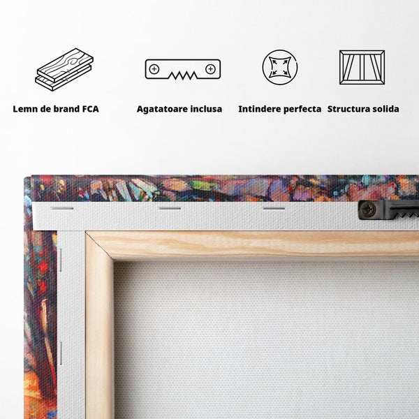 Tablou Canvas Premium LuxCanva® C1074, Razele Soarelui , Diva, Soare, Padure, Copac, Living Room, Bedroom, Relaxare, Culori Vibrante