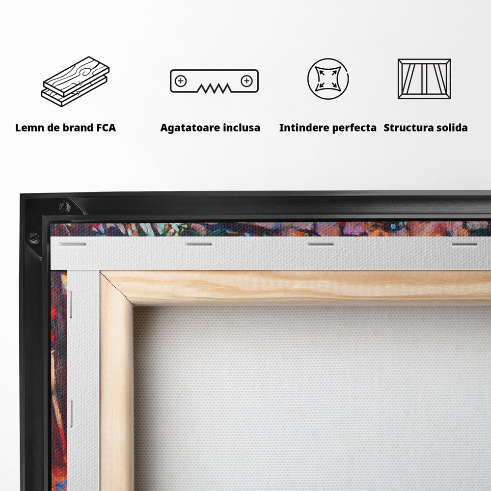Tablou Canvas Premium LuxCanva® C1074, Razele Soarelui , Diva, Soare, Padure, Copac, Living Room, Bedroom, Relaxare, Culori Vibrante