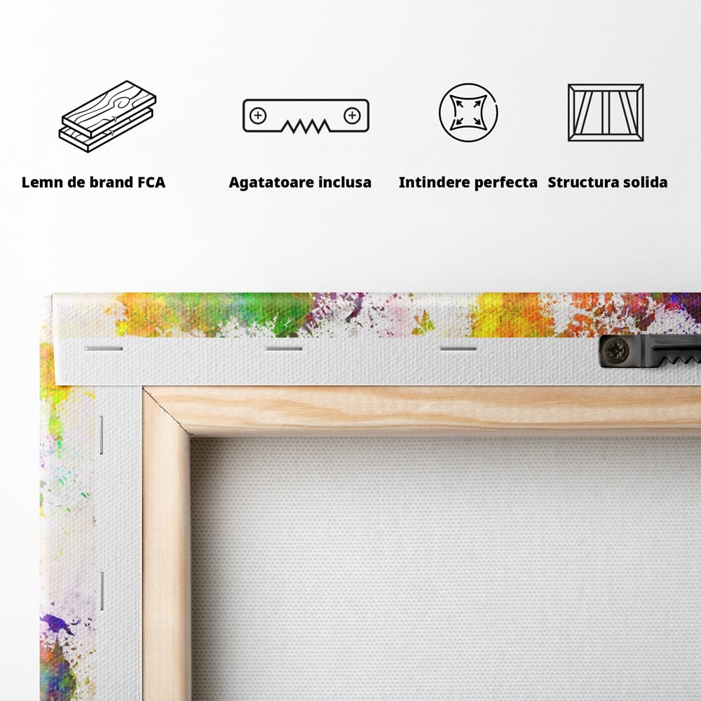 Tablou Canvas Premium LuxCanva® C1081, Harta Lumii In Culori , Inspirational, Calatorie, Motivational, Living Room, Office, Relaxare, Culori Vibrante