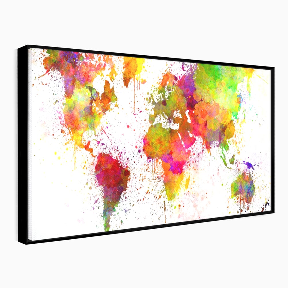 Tablou Canvas Premium LuxCanva® C1081, Harta Lumii In Culori , Inspirational, Calatorie, Motivational, Living Room, Office, Relaxare, Culori Vibrante