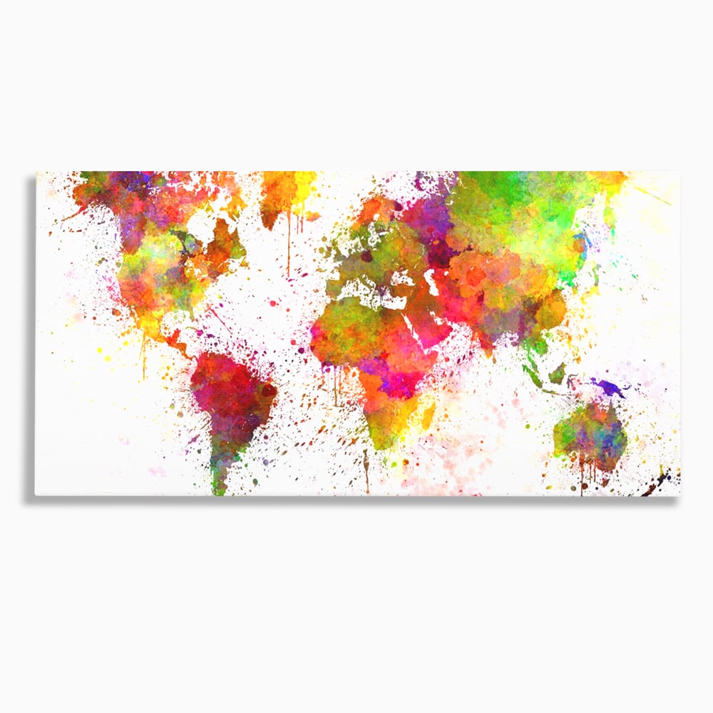 Tablou Canvas Premium LuxCanva® C1081, Harta Lumii In Culori , Inspirational, Calatorie, Motivational, Living Room, Office, Relaxare, Culori Vibrante