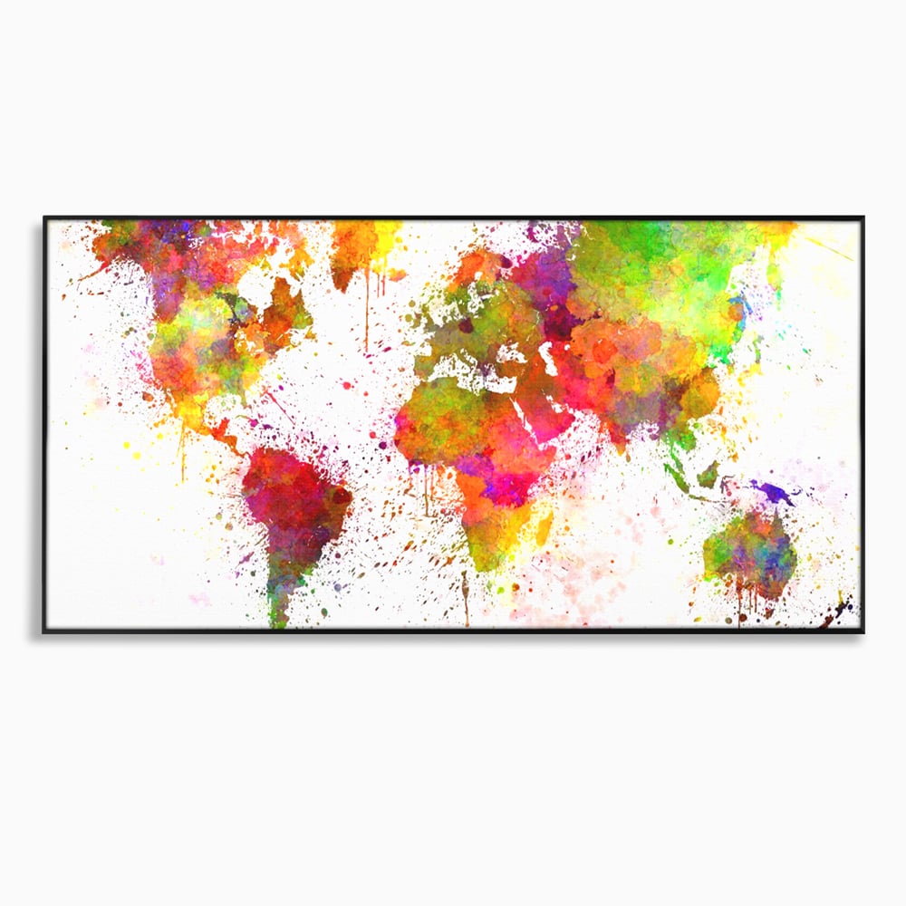 Tablou Canvas Premium LuxCanva® C1081, Harta Lumii In Culori , Inspirational, Calatorie, Motivational, Living Room, Office, Relaxare, Culori Vibrante