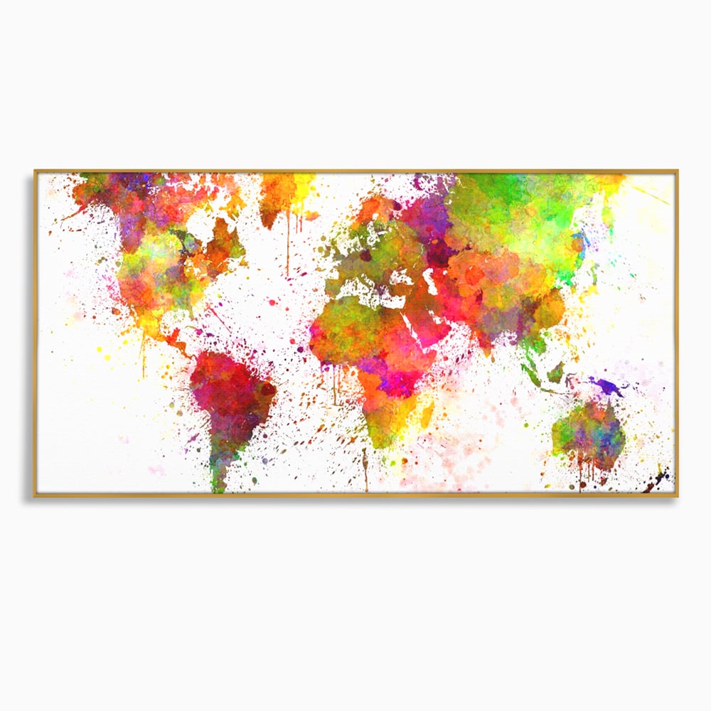 Tablou Canvas Premium LuxCanva® C1081, Harta Lumii In Culori , Inspirational, Calatorie, Motivational, Living Room, Office, Relaxare, Culori Vibrante