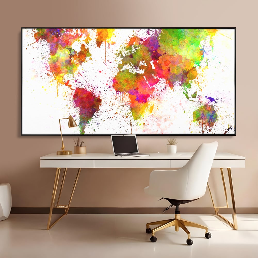 Tablou Canvas Premium LuxCanva® C1081, Harta Lumii In Culori , Inspirational, Calatorie, Motivational, Living Room, Office, Relaxare, Culori Vibrante