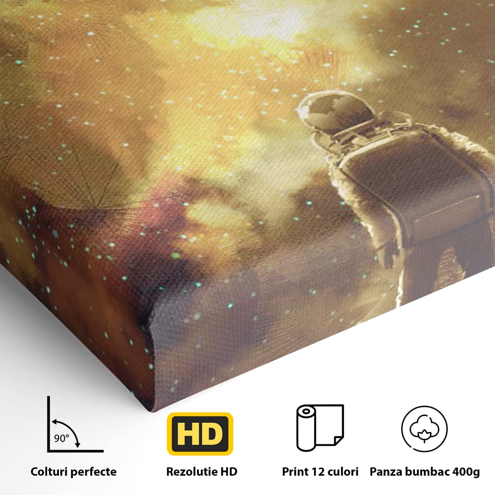 Tablou Canvas Premium LuxCanva® C1082, Astronaut In Varful Lumii , Inspirational, Calatorie, Stele, Living Room, Office, Relaxare, Culori Vibrante