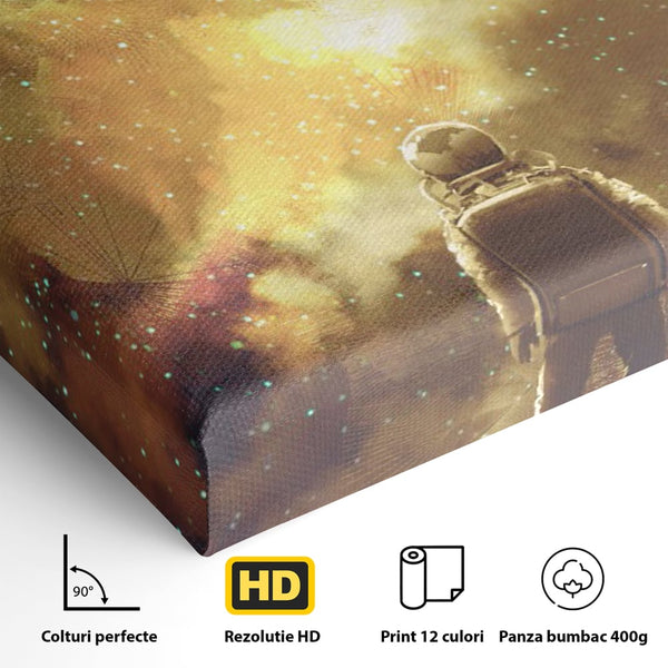 Tablou Canvas Premium LuxCanva® C1082, Astronaut In Varful Lumii , Inspirational, Calatorie, Stele, Living Room, Office, Relaxare, Culori Vibrante