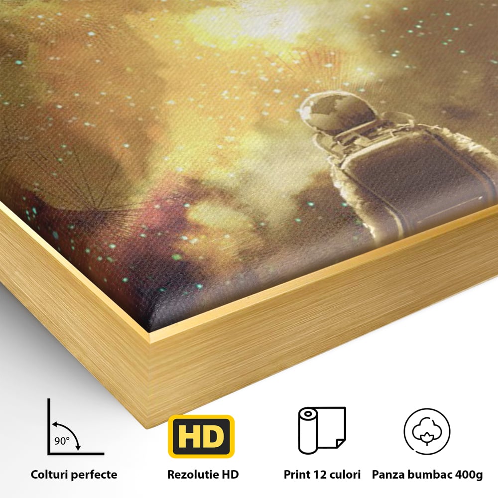 Tablou Canvas Premium LuxCanva® C1082, Astronaut In Varful Lumii , Inspirational, Calatorie, Stele, Living Room, Office, Relaxare, Culori Vibrante