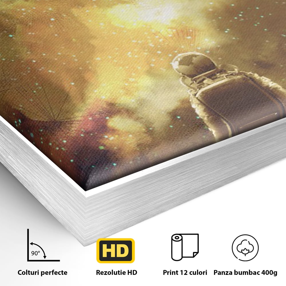 Tablou Canvas Premium LuxCanva® C1082, Astronaut In Varful Lumii , Inspirational, Calatorie, Stele, Living Room, Office, Relaxare, Culori Vibrante
