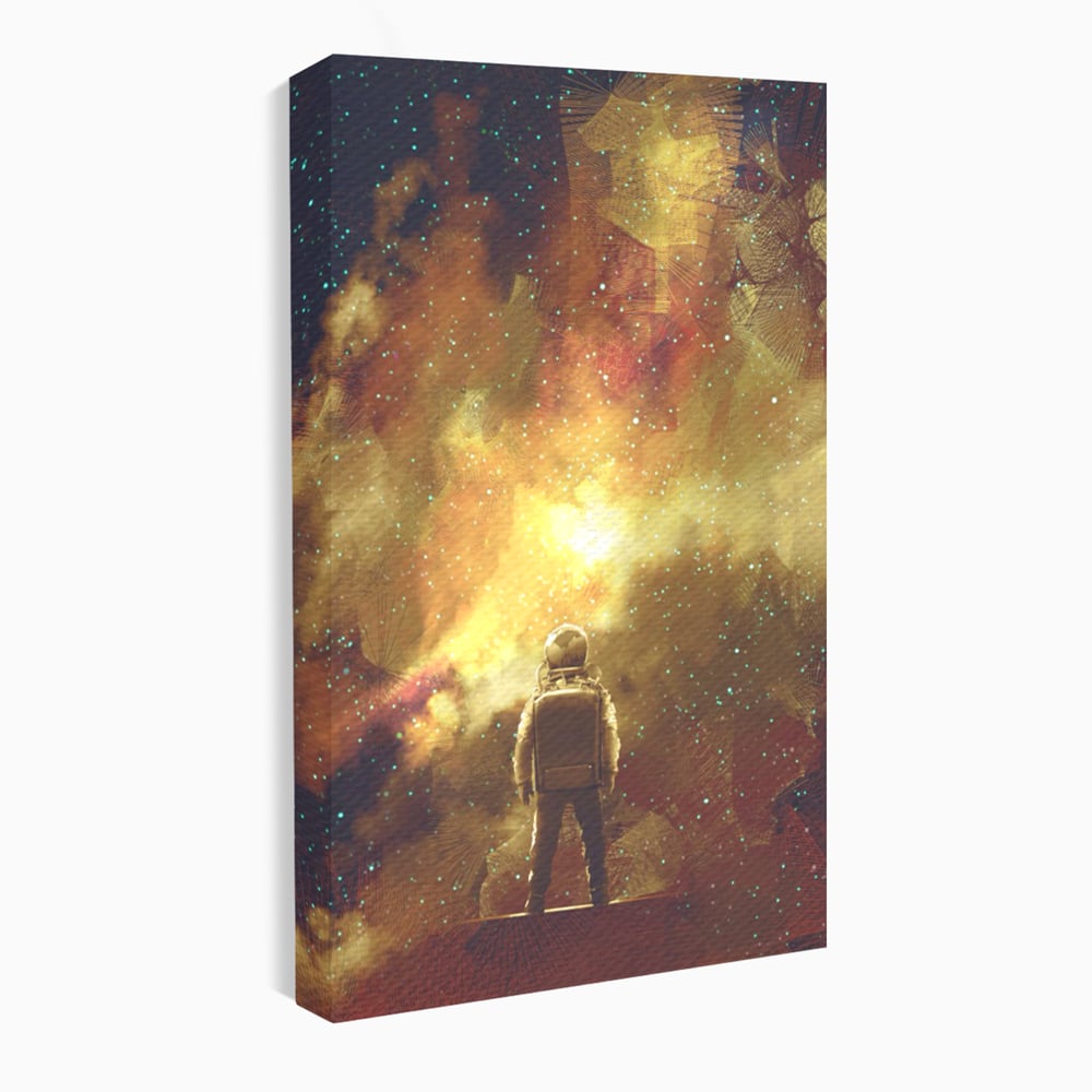 Tablou Canvas Premium LuxCanva® C1082, Astronaut In Varful Lumii , Inspirational, Calatorie, Stele, Living Room, Office, Relaxare, Culori Vibrante
