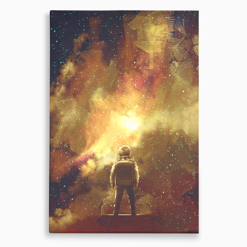 Tablou Canvas Premium LuxCanva® C1082, Astronaut In Varful Lumii , Inspirational, Calatorie, Stele, Living Room, Office, Relaxare, Culori Vibrante