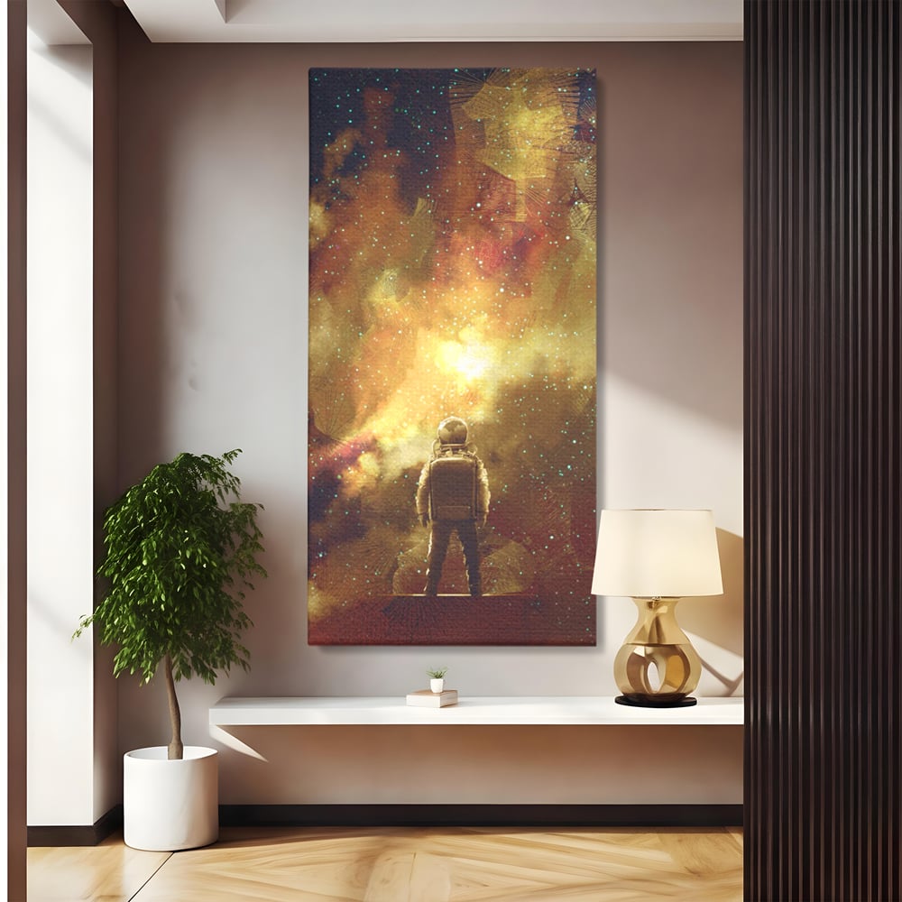 Tablou Canvas Premium LuxCanva® C1082, Astronaut In Varful Lumii , Inspirational, Calatorie, Stele, Living Room, Office, Relaxare, Culori Vibrante