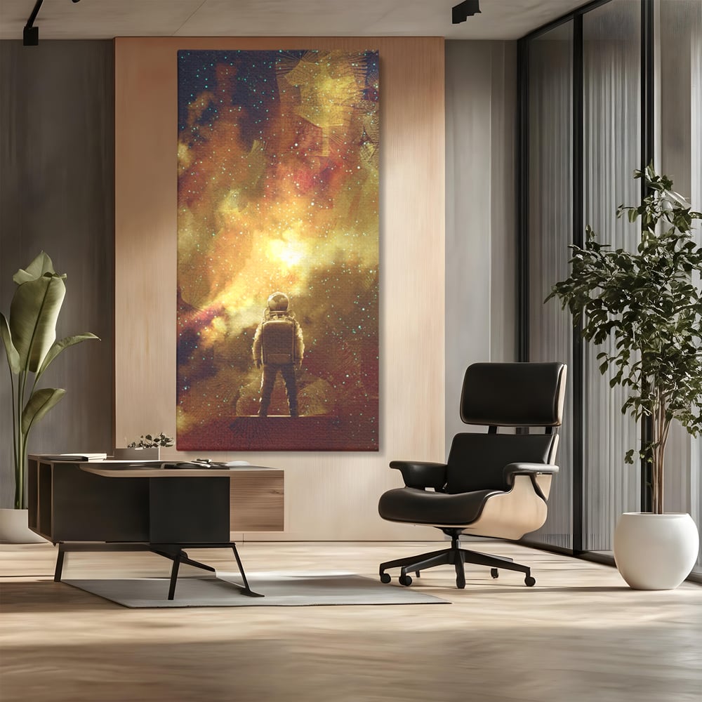 Tablou Canvas Premium LuxCanva® C1082, Astronaut In Varful Lumii , Inspirational, Calatorie, Stele, Living Room, Office, Relaxare, Culori Vibrante