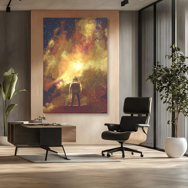 Tablou Canvas Premium LuxCanva® C1082, Astronaut In Varful Lumii , Inspirational, Calatorie, Stele, Living Room, Office, Relaxare, Culori Vibrante