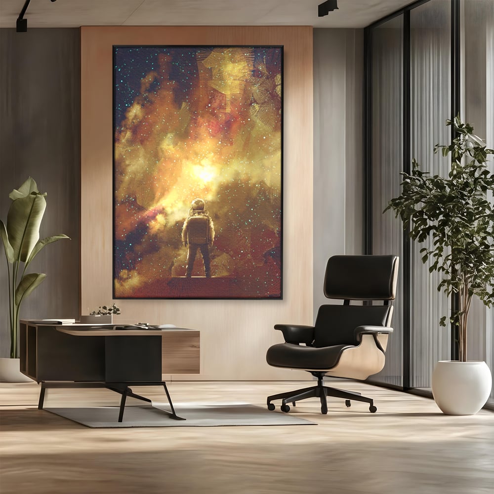 Tablou Canvas Premium LuxCanva® C1082, Astronaut In Varful Lumii , Inspirational, Calatorie, Stele, Living Room, Office, Relaxare, Culori Vibrante