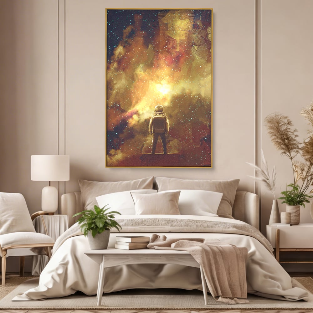Tablou Canvas Premium LuxCanva® C1082, Astronaut In Varful Lumii , Inspirational, Calatorie, Stele, Living Room, Office, Relaxare, Culori Vibrante