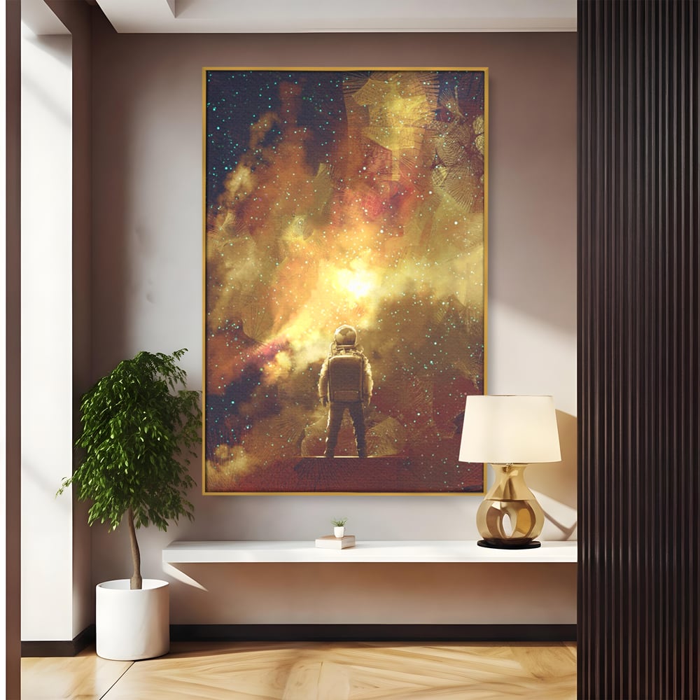 Tablou Canvas Premium LuxCanva® C1082, Astronaut In Varful Lumii , Inspirational, Calatorie, Stele, Living Room, Office, Relaxare, Culori Vibrante