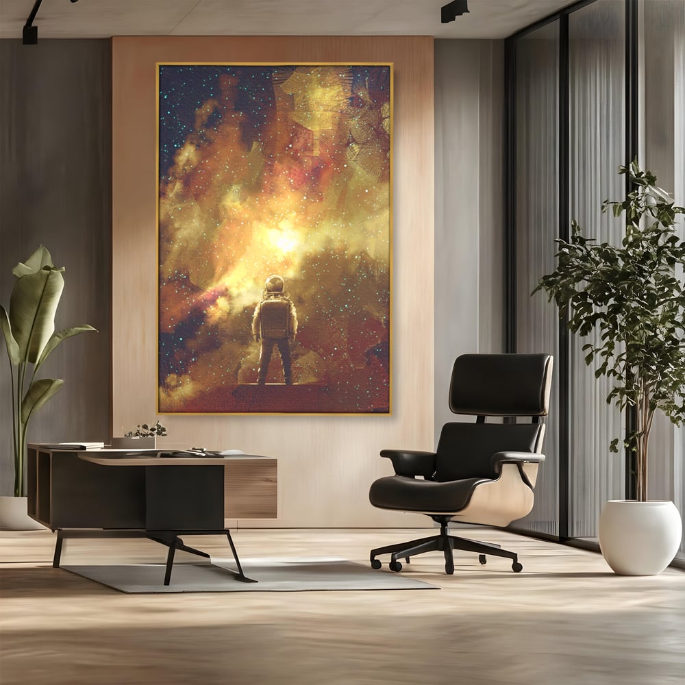 Tablou Canvas Premium LuxCanva® C1082, Astronaut In Varful Lumii , Inspirational, Calatorie, Stele, Living Room, Office, Relaxare, Culori Vibrante