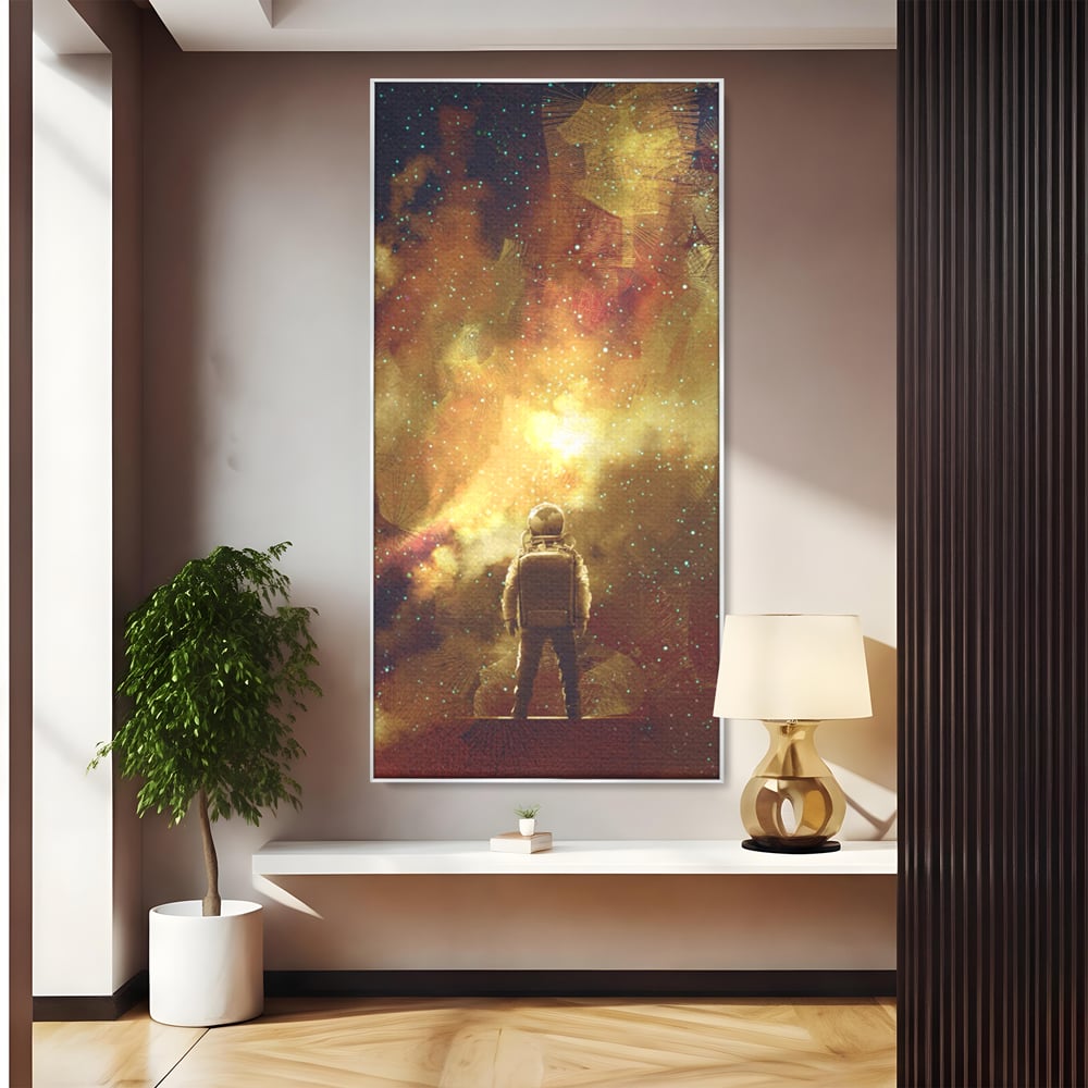 Tablou Canvas Premium LuxCanva® C1082, Astronaut In Varful Lumii , Inspirational, Calatorie, Stele, Living Room, Office, Relaxare, Culori Vibrante