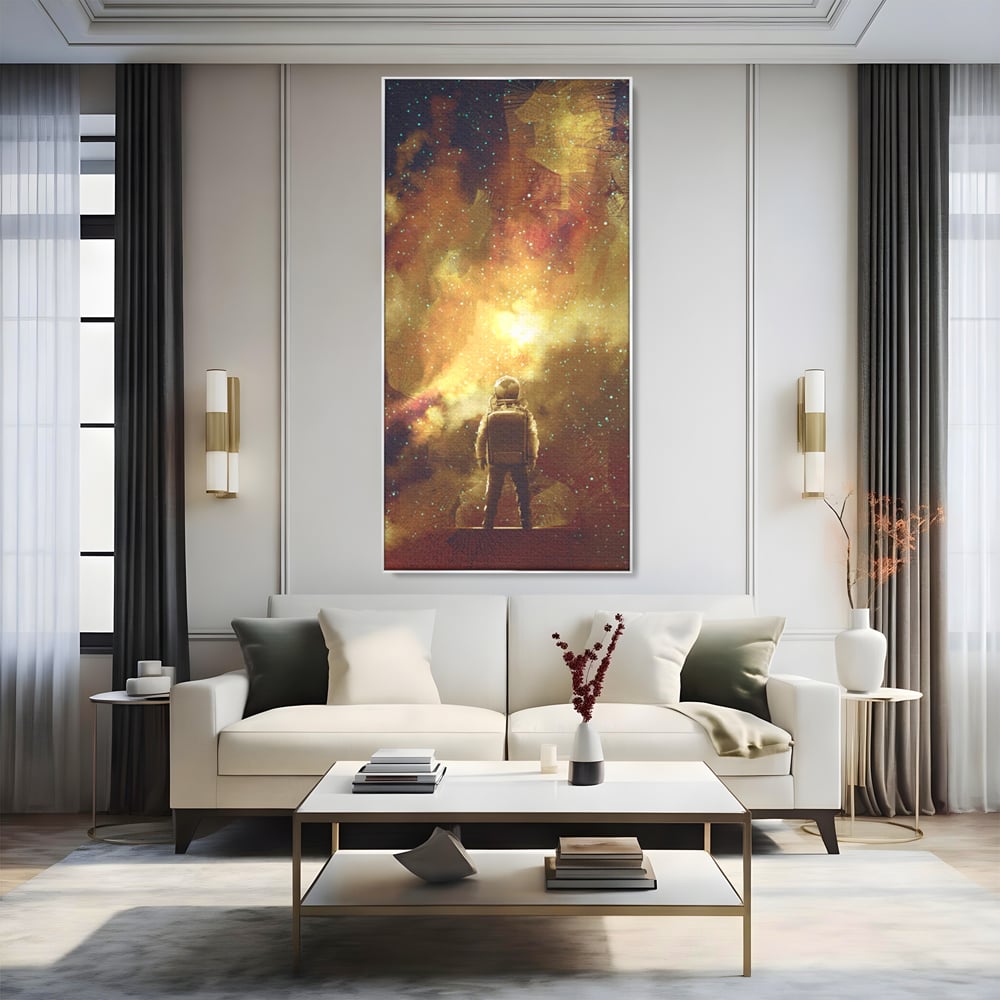 Tablou Canvas Premium LuxCanva® C1082, Astronaut In Varful Lumii , Inspirational, Calatorie, Stele, Living Room, Office, Relaxare, Culori Vibrante