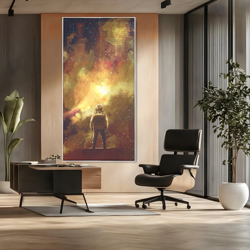 Tablou Canvas Premium LuxCanva® C1082, Astronaut In Varful Lumii , Inspirational, Calatorie, Stele, Living Room, Office, Relaxare, Culori Vibrante