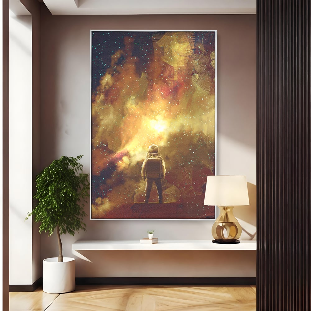 Tablou Canvas Premium LuxCanva® C1082, Astronaut In Varful Lumii , Inspirational, Calatorie, Stele, Living Room, Office, Relaxare, Culori Vibrante