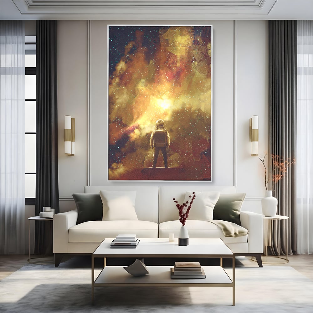 Tablou Canvas Premium LuxCanva® C1082, Astronaut In Varful Lumii , Inspirational, Calatorie, Stele, Living Room, Office, Relaxare, Culori Vibrante