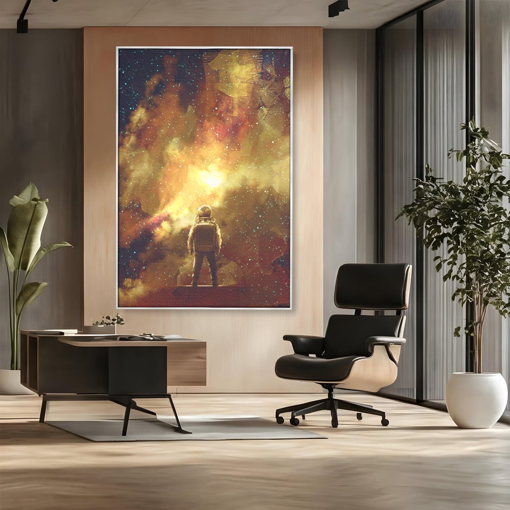 Tablou Canvas Premium LuxCanva® C1082, Astronaut In Varful Lumii , Inspirational, Calatorie, Stele, Living Room, Office, Relaxare, Culori Vibrante