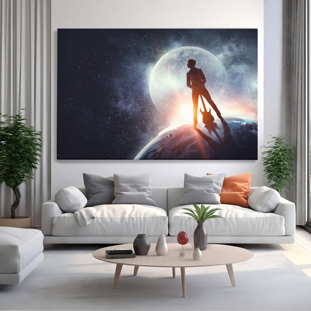Tablou Canvas Premium LuxCanva® C1085, Cantaret In Varful Lumii , Inspirational, Univers, Chitara, Living Room, Bedroom, Relaxare, Culori Vibrante