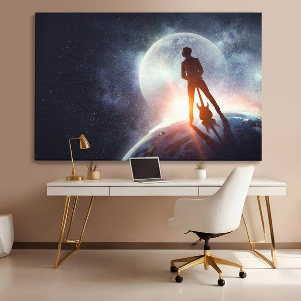Tablou Canvas Premium LuxCanva® C1085, Cantaret In Varful Lumii , Inspirational, Univers, Chitara, Living Room, Bedroom, Relaxare, Culori Vibrante