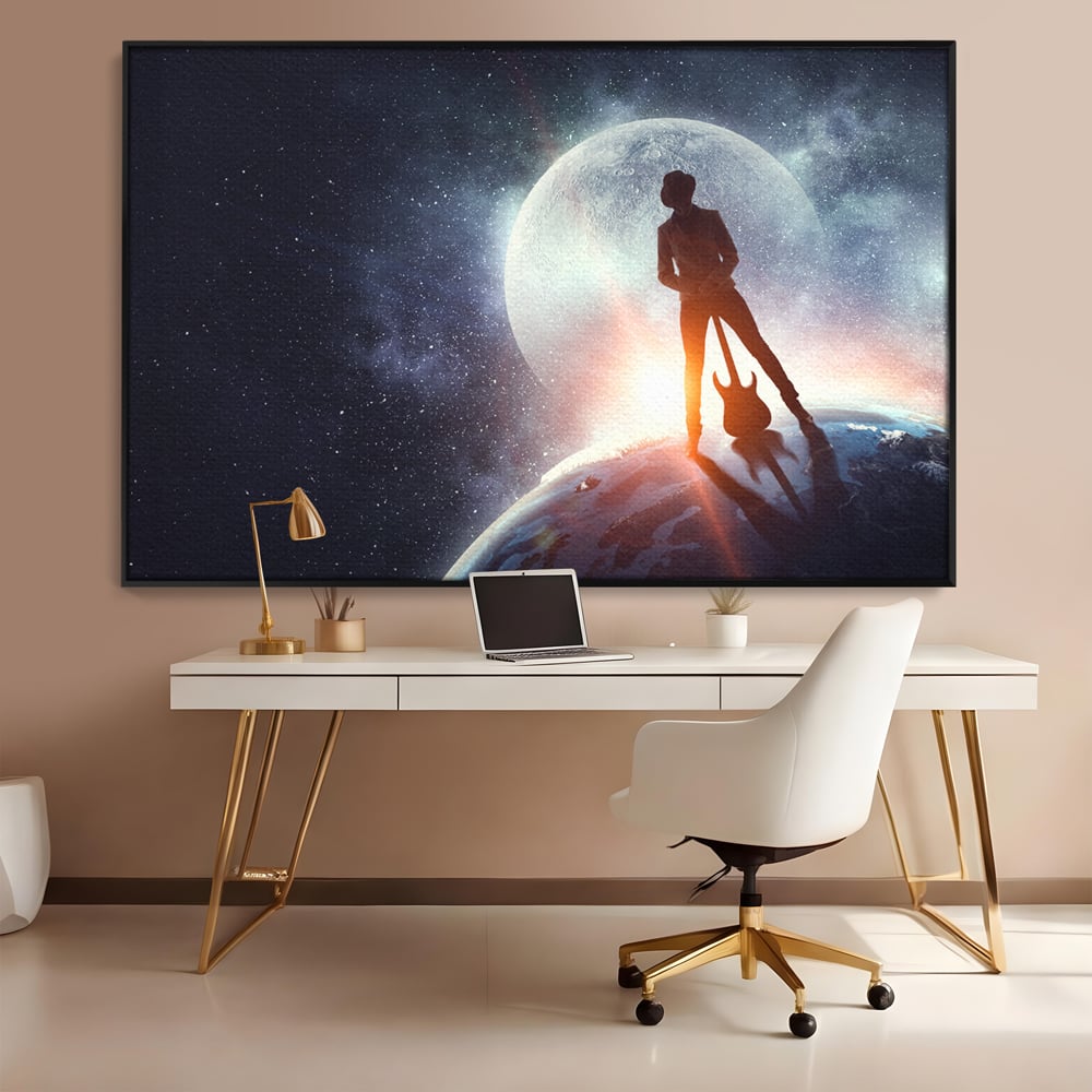 Tablou Canvas Premium LuxCanva® C1085, Cantaret In Varful Lumii , Inspirational, Univers, Chitara, Living Room, Bedroom, Relaxare, Culori Vibrante